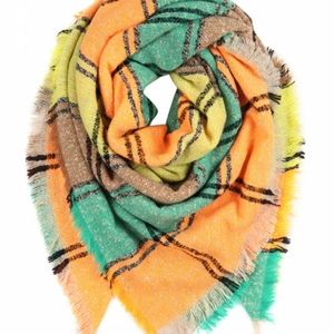 Keeping It Cozy Plaid Blanket Scarf (Orange)
